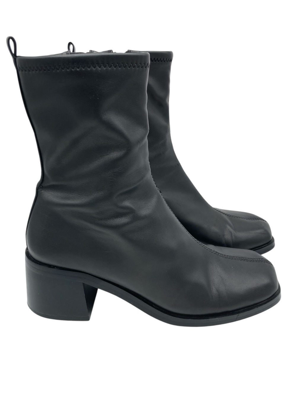 ASOS Faux Leather Square Toe Block Heel Ankle Boots